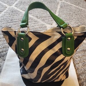 Maurizio Taiuti Zebra-Print Mini Bag with Green Handles